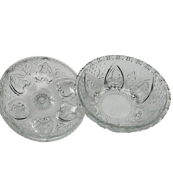 Vintage KIG Malaysia Depression Glass Candy Nut Dish Lid Rose & Heart Design - Picture 3 of 10